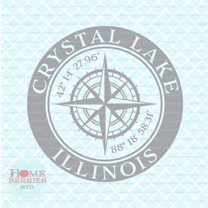 Crystal Lake Illinois IL Hometown IL State Home Latitude Longitude Nautical svg dxf eps ai cut files for Cricut Silhouette & other cutters Crystal Lake Illinois IL Hometown IL State Home Latitude Longitude Nautical svg dxf eps ai cut files for Cricut Silhouette & other cutters Crystal