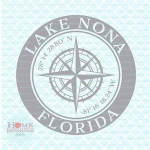 Lake Nona Florida FL Hometown Kompass Rose Längengrad Nautische Lage Home Koordinaten svg dxf eps ai png Plotterdateien