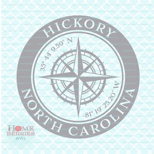 Hickory North Carolina Heimatstadt Heimat Kompass Rose Breitengrad Längengrad Nautische Koordinaten svg dxf eps ai geschnitten Dateien