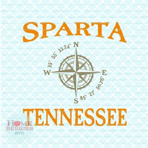 Sparta Tennessee TN Home Kompass Rose nautischen Standort Heimatstadt Svg Dxf eps ai geschnitten Dateien für Cricut Silhouette & andere Schneidemaschinen