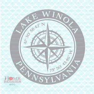 Lake Winola Pennsylvania Home Latitude Longitude Koordinaten Kompass Rose PA Nautical Location svg dxf eps ai png cut files