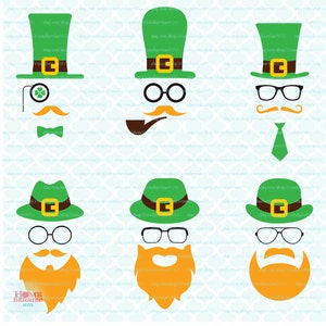 Hipster Leprechauns Luck of the Irish St. Paddys Day Schneiddatei / Clipart (Svg, Eps, Dxf, Jpg) für Silhouette & Cricut Schneidmaschinen