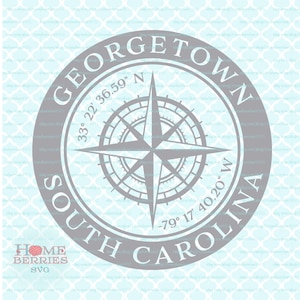 Georgetown South Carolina SC Hometown Hometown Home Nautical Location Latitude Längengrad Kompass Rose GPS Koordinaten svg dxf eps ai Plotterdateien
