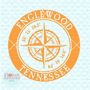 Englewood Tennessee nautischen Lage City State TN Heimatstadt Home Svg Dxf Eps Ai Dateien für Cricut Silhouette & anderen Schneidemaschinen geschnitten
