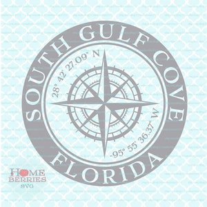 South Golf Bucht Florida Kompass Rose Breite Längengrad FL Home Heimatstadt Nautische Koordinaten svg dxf eps ai geschnitten Dateien