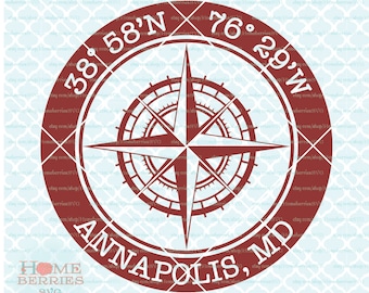Annapolis MD svg Maryland svg Nautical Location svg MD Vacation svg Latitude svg Longitude svg Maryland Home svg dxf eps ai