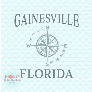 Gainesville Florida FL Heimatstadt Kompass Rose nautische vg dxf eps ai geschnitten E-Dateien für Cricut Silhouette & andere Schneidemaschinen