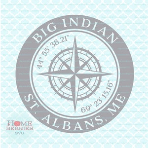 Großer Indianer St. Abt. Maine svg Nautical Location svg Circular Coordinates Compass Rose svg Hometown svg dxf eps ai cut files