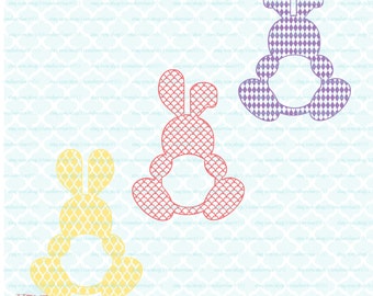 Easter Bunny Patterned Monogram Frames Cutting File / Clipart (Svg, Eps, Dxf, Jpg) for Silhouette & Cricut Cutting Machines