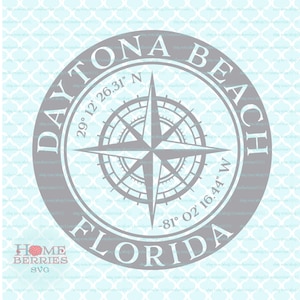 Daytona Beach Florida FL Home Nautik Lage Kompass Rose Breitengrad Längengrad Heimatstadt Koordinaten svg dxf eps ai geschnitten Dateien