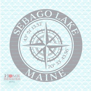 Sebago Lake Maine ME Home Nautical Lage Compass Rose Heimatstadt svg dxf eps ai Dateien für Cricut Silhouette und andere Schneidmaschinen