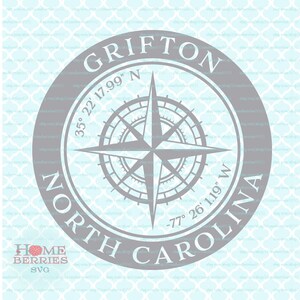 Grifton North Carolina Nautical Location NC Latitude Longitude Compass Rose Hometown Koordinaten Home GPS svg dxf eps png Dateien