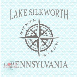 Lake Silkworth Pennsylvania PA Home Nautical Location Compass Rose Hometown Latitude Longitude Koordinaten svg dxf eps ai geschnittene Dateien