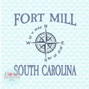 Fort Mill South Carolina nautische Lage SC Kompass Rose Svg Dxf eps ai geschnitten Dateien für Cricut Silhouette & andere Schneidemaschinen