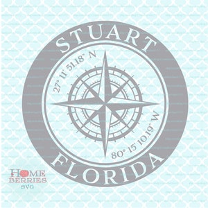 Stuart Florida Nautical Location FL Hometown Home Koordinaten GPS Kompass Rose Latitude Longitude svg dxf eps ai png Dateien