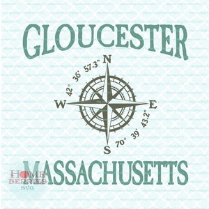 Gloucester Massachusetts Breitengrad Längengrad nautischen Kompass Rose Standort Svg Dxf Eps Jpg Ai Dateien für Cricut Silhouette & andere