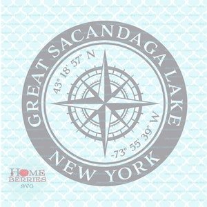 Great Sacandaga Lake New York NY Heimatstadt Kompass Rose Breitengrad Längengrad Nautische Koordinaten svg dxf eps ai Schnittdateien