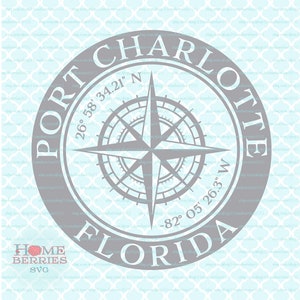 Port Charlotte Florida Heimat Koordinaten FL Heimatstadt Breitengrad Längengrad Nautik GPS Kompass svg dxf eps ai png Dateien