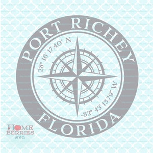 Port Richey Florida Nautical Location FL Hometown Home Koordinaten GPS Kompass Rose Latitude Longitude svg dxf eps ai png Dateien
