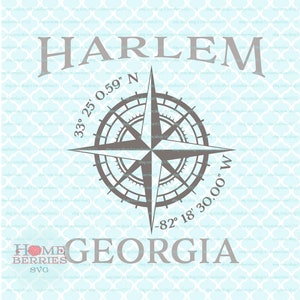 Harlem Georgia GA Home Kompass Rose Breitengrad Längengrad Nautische Koordinaten svg dxf eps ai Plotterdateien