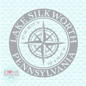 Lake Silkworth Pennsylvania PA Home Nautical Location Compass Rose Hometown Latitude Longitude Koordinaten svg dxf eps ai geschnittene Dateien