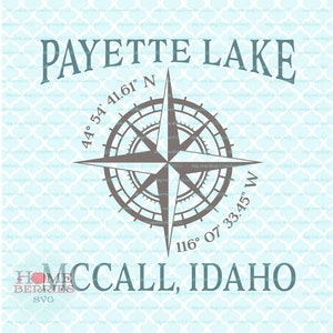 Payette Lake McCall Idaho Home Koordinaten ID Hometown Kompass Rose Nautical Location Latitude Länge GPS svg dxf eps ai png Dateien