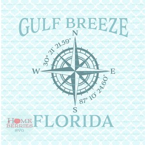 Golfbrise Florida Maritime Lage Kompass Rose Urlaub Ziel Spot svg dxf eps jpg ai Dateien für Schneidemaschinen