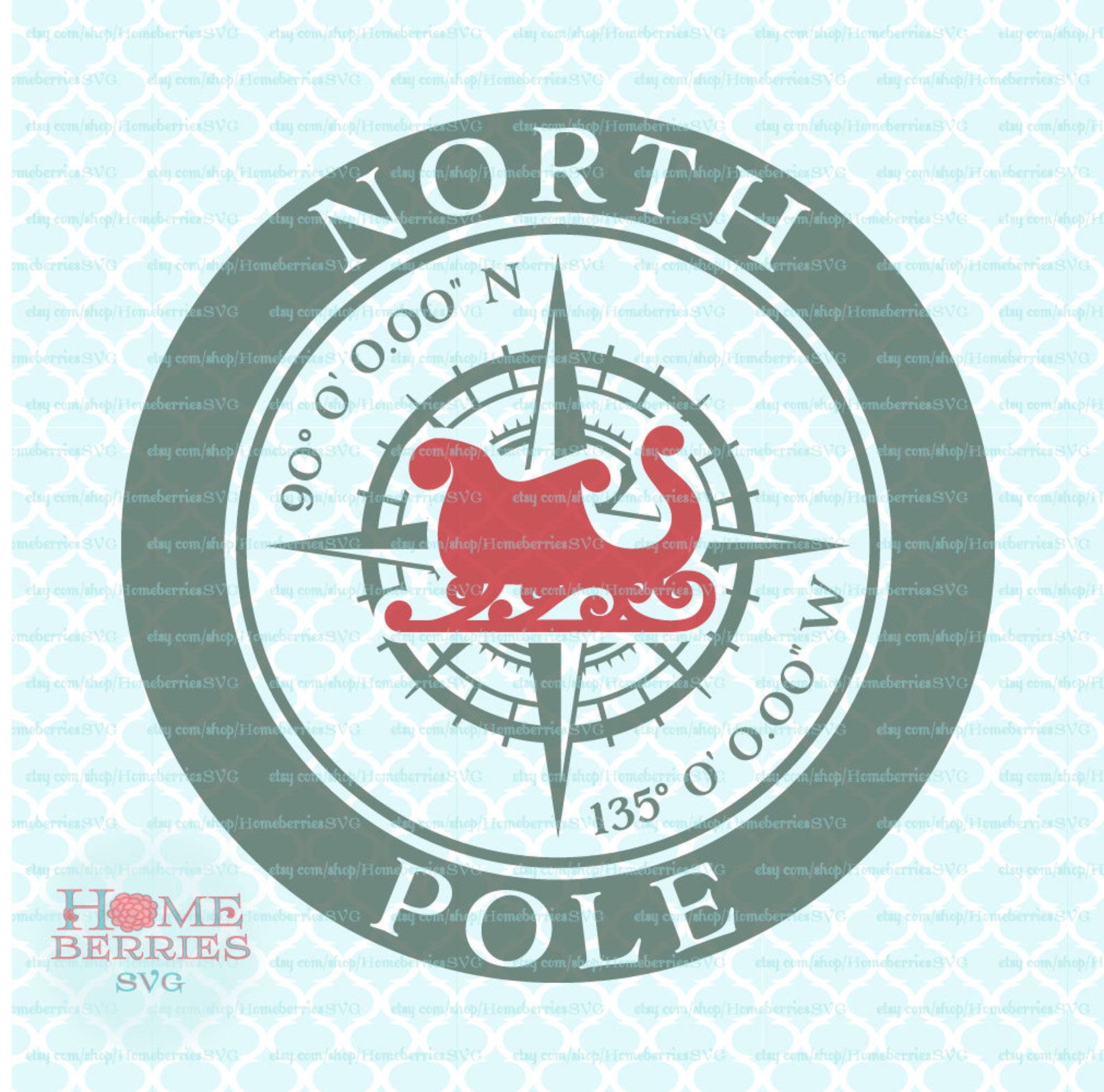 North Pole Coordinates Latitude Longitude Compass Rose Etsy