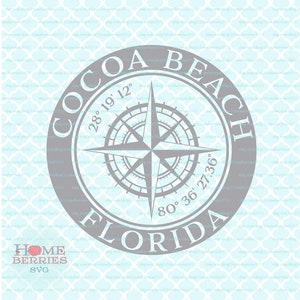 Cocoa Beach Florida FL ville natale nautique Latitude Longitude maison svg dxf eps ai couper des fichiers pour Cricut Silhouette et autres machines de découpe