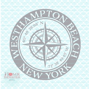 Westhampton New York Nautical Location NY HomeTown Koordinaten Breitengrad Längengrad Kompass Rose svg dxf eps ai Plotterdateien