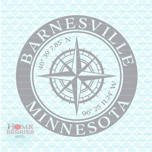 Barnesville Minnesota Hometown Urlaub MN Home Kompass Rose Latitude Longitude Nautical Location Koordinaten svg dxf eps ai geschnittene Dateien