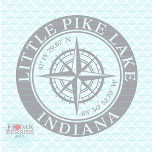 Little Pike Lake Indiana Nautische Lage Breite Länge Kompass Rose Hauskoordinaten svg dxf eps ai Schnittdateien