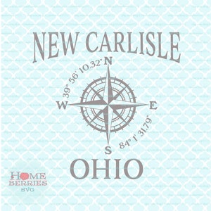 Neue Carlisle Ohio OH Home Nautische Lage Kompass Rose Hometown Svg Dxf eps ai geschnitten E-Dateien für Cricut Silhouette & andere Schneidemaschinen