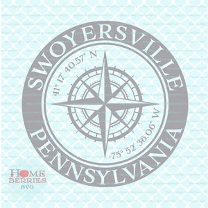 Swoyersville Pennsylvania Home Breitengrad Längengrad Heimatstadt Koordinaten Kompass Rose PA Nautische Lage svg dxf eps ai png Dateien