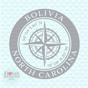 Bolivien North Carolina Nautical Location Latitude Longitude NC Hometown Koordinaten GPS Kompass Rose svg dxf eps ai png cut files