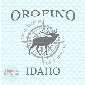 Orofino Idaho Heimat Breitengrad Längengrad Heimatstadt Koordinaten Kompass Rose ID Nautische Lage svg dxf eps ai png geschnitten Dateien