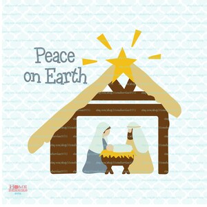Natividad de la paz en la Tierra Navidad primitiva en el país Establo Cristo en un pesebre archivos svg dxf eps jpg ai para Cricut Silhouette y otros