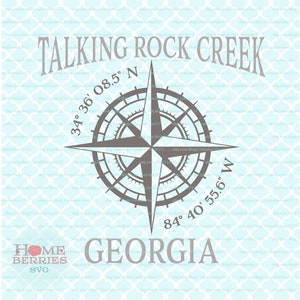 Talking Rock Creek Georgia Breitengrad Längengrad Heimat Koordinaten Heimatstadt Kompass Rose GPS Nautische Lage svg eps ai dxf geschnitten Dateien