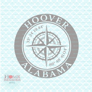 Hoover Alabama AL Home Heimatstadt nautischen Ort Kompass Rose Svg Dxf eps ai geschnitten E-Dateien für Cricut Silhouette & andere Schneidemaschinen