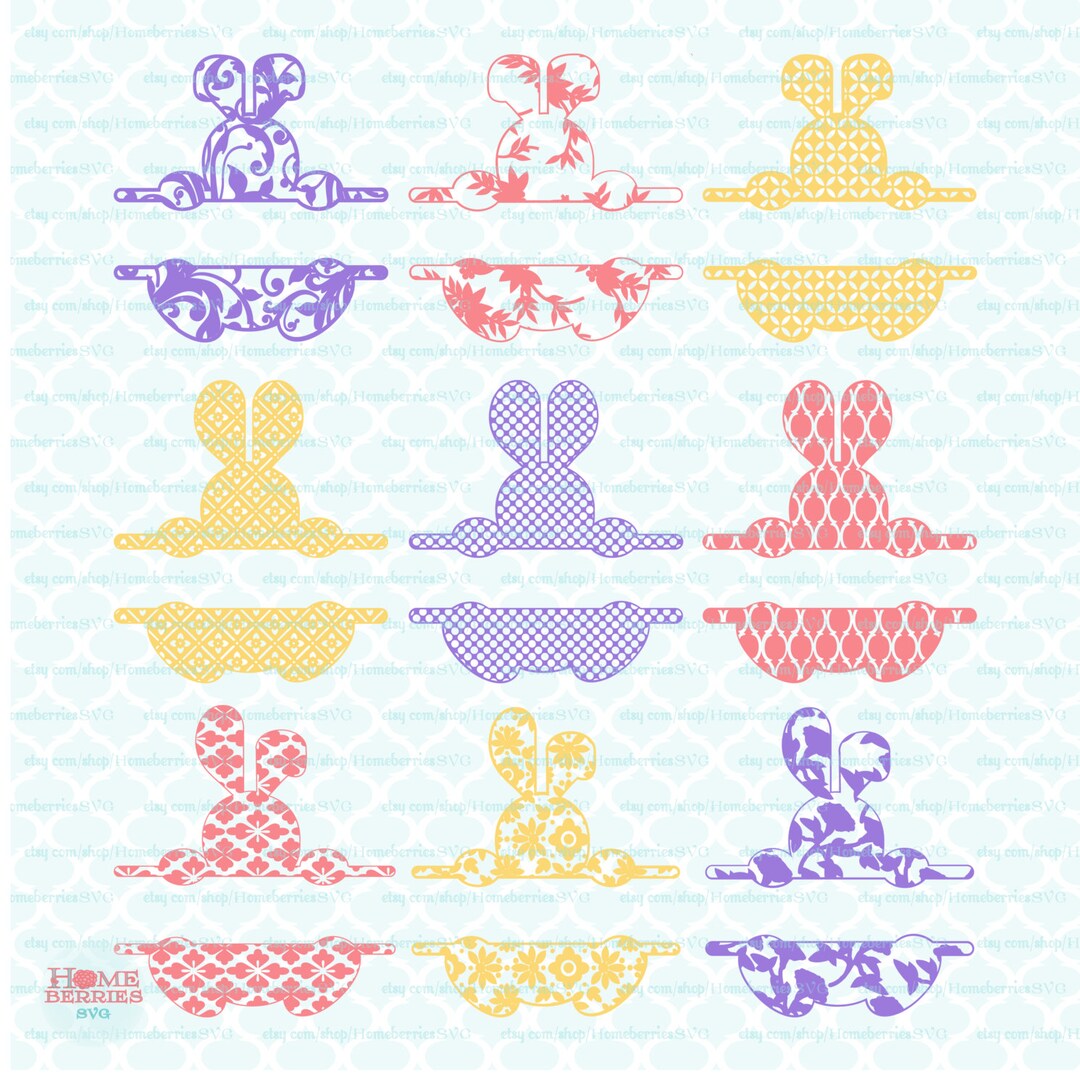Easter Svg Easter Bunny Svg Patterned Monogram Svg Split Monogram Svg ...