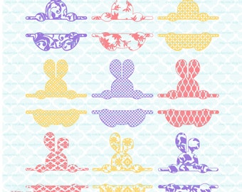 Easter svg Easter Bunny svg Patterned monogram svg Split Monogram svg monogram frames Svg Eps Dxf Jpg Silhouette svg files for Cricut