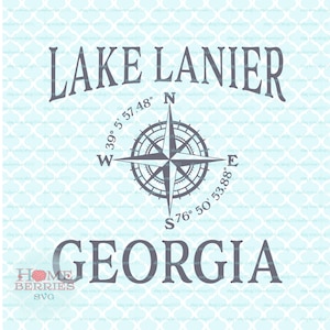 Lake Lanier Georgia GA Heimatstaat Nautik Ort Heimatstadt Laser svg dxf eps ai Dateien für Cricut Silhouette und andere Schneidemaschinen