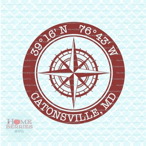Catonsville MD Maryland ville état ville natale vacances maison nautique SVG DXF EPS ai couper des fichiers pour Cricut silhouette & autres machines de découpe