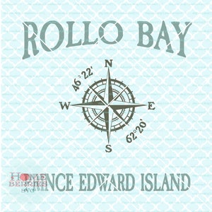 Rollo Bay Prince Edward Island Kanada nautischen Lage Compass Rose Breite Länge Svg Dxf Eps-Ai-Dateien für Cricut Silhouette & andere