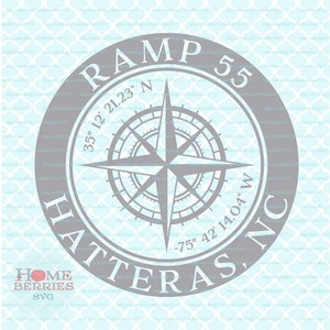 Rampe 55 Hatteras North Carolina Nautische Koordinaten Kompass Rose Ort Breitengrad Längengrad svg dxf eps jpg png ai - Dateien