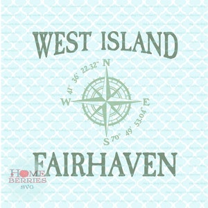 West Island Fairhaven Massachusetts MA State Home Vacation Nautical Compass Rose svg dxf eps ai tagliare i file per Cricut Silhouette
