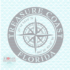 Treasure Coast Florida Hometown FL Home Compass Rose Latitude Longitude Coordonnées nautiques svg dxf eps ai coupe fichiers