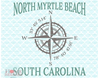 North Myrtle Beach South Carolina SC Nautical Location Latitude Longitude Vacation Spot svg dxf eps jpg ai files for cutting machines