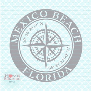 Mexico Beach Florida Home Koordinaten FL Heimatstadt Nautische Lage GPS Breitengrad Längengrad Kompass Rose svg dxf eps png ai Dateien
