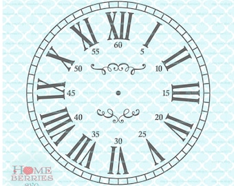 Chiffres romains cadran avec svg s’épanouir centre Vintage horloge DIY dxf eps ai couper des fichiers pour Cricut Silhouette & autres machines de découpe
